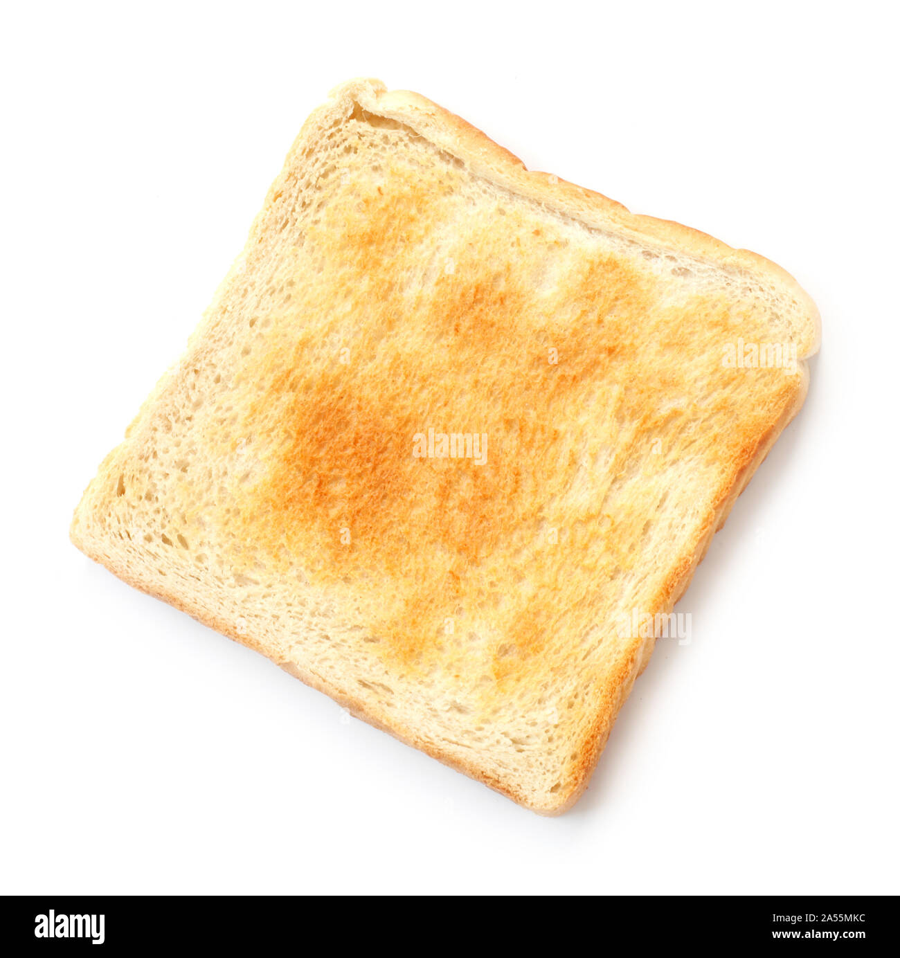 Eine Scheibe Toast isoliert auf weißem Stockfoto
