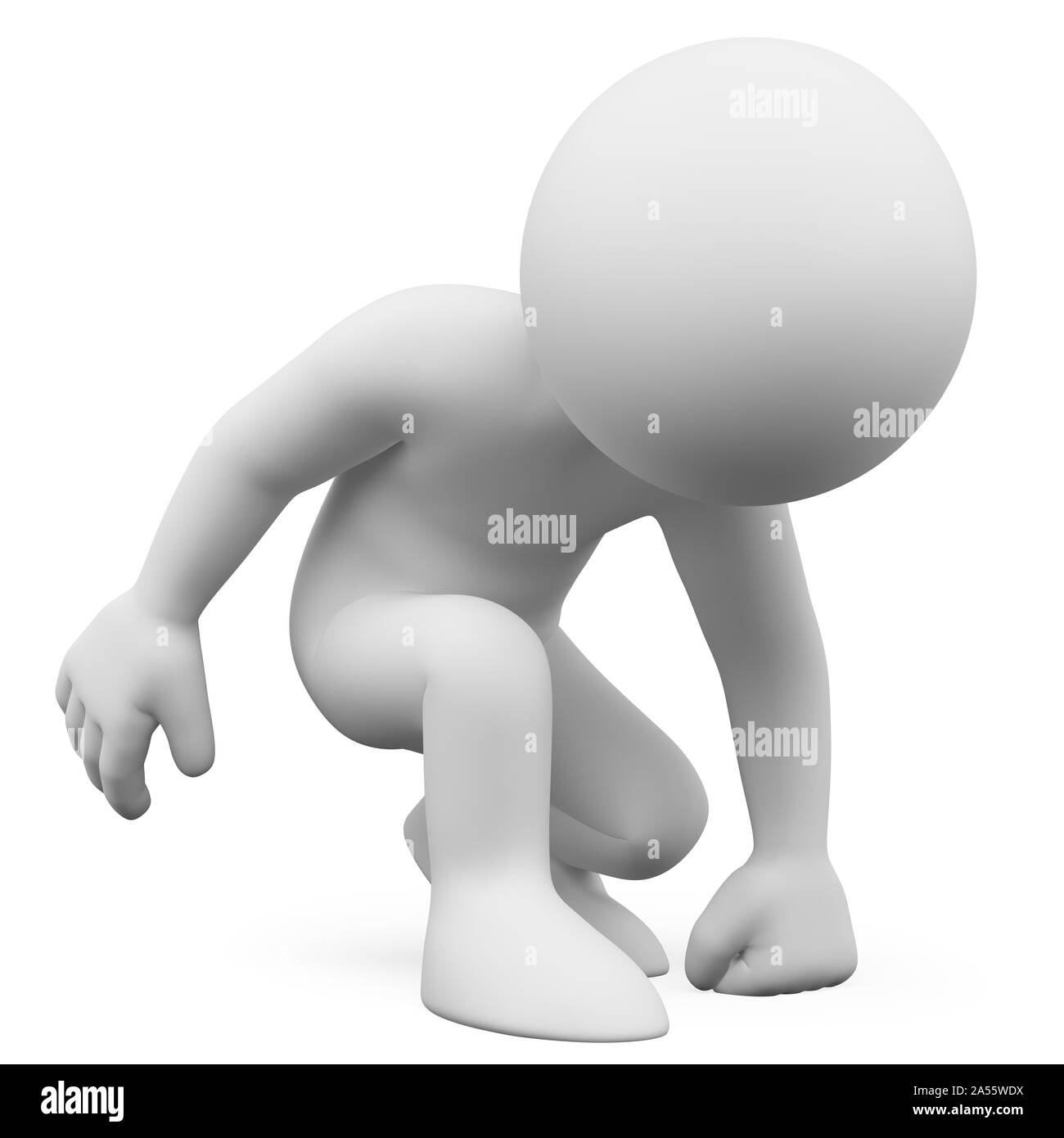 3d-weißen Abbildung. Der Mensch in der Meditation. Isoliert weißer Hintergrund. Stockfoto