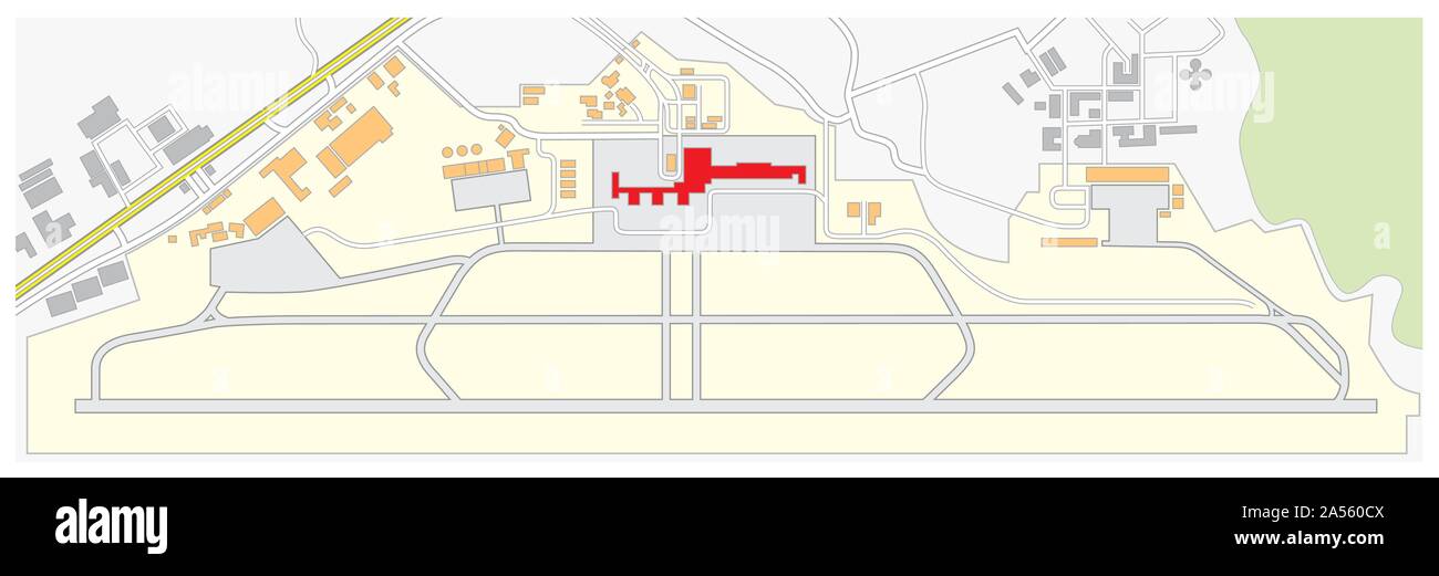 Farbige Grundriss eines fiktiven Flughafen Stock Vektor