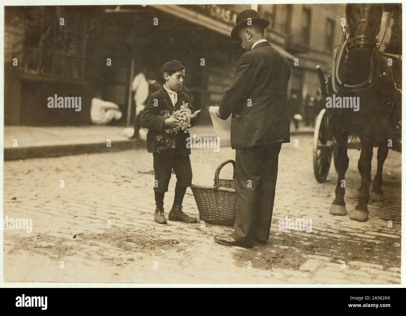 Anbieter in Boston. Abstract: Fotografien aus den Aufzeichnungen des Nationalen Kinderarbeit Committee (USA) Stockfoto