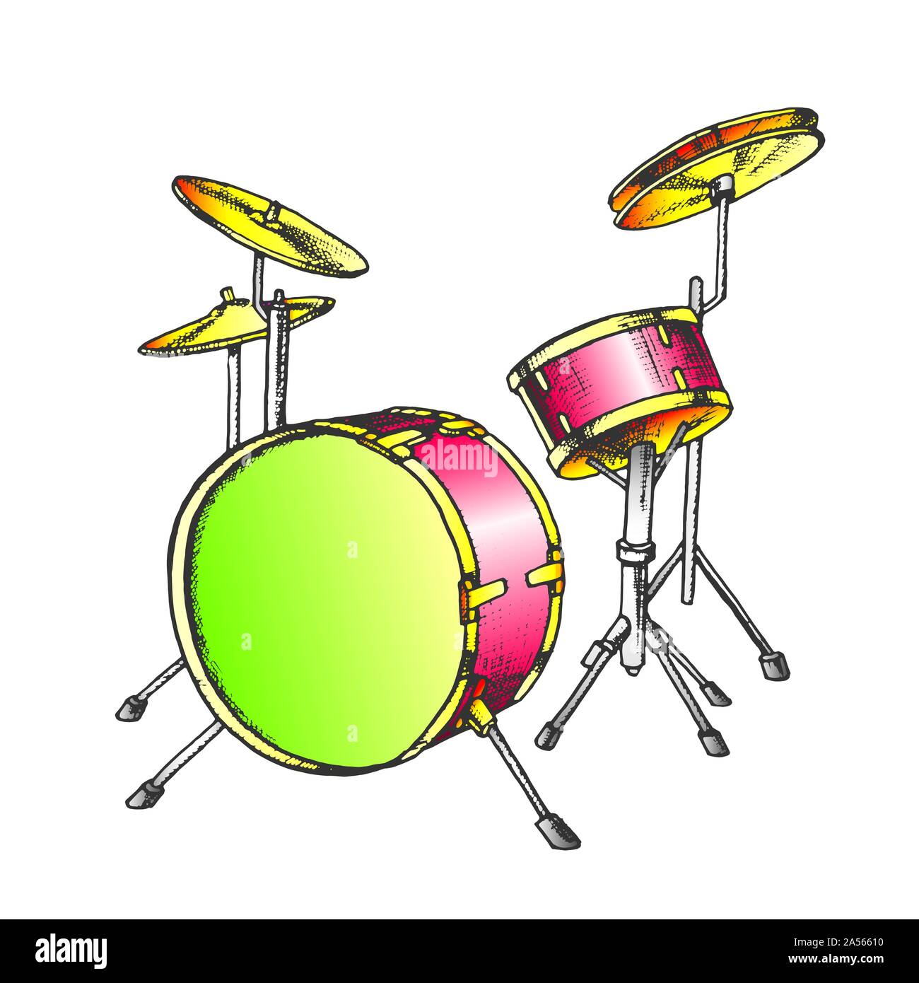 Trommel Rhythmus Musikinstrument Farbe Vektor Stock-Vektorgrafik - Alamy