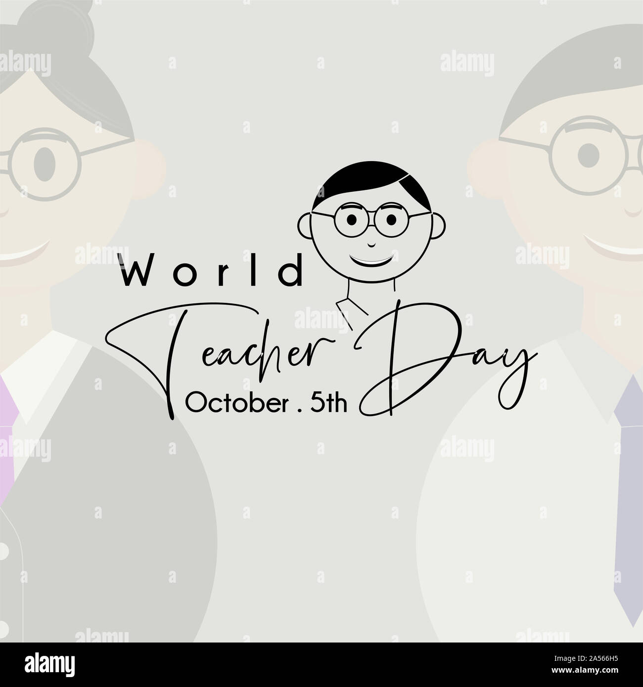 World Teacher Tag mit jungen Mann Lehrer schwarz cartoon Symbol Stockfoto