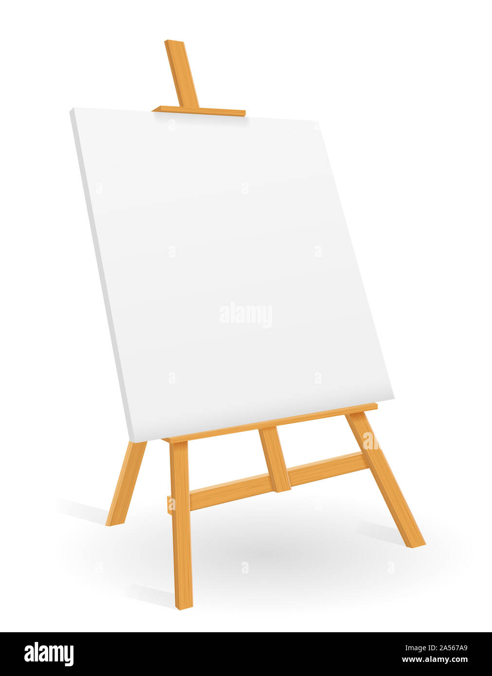 Holz Staffelei für Malerei und Zeichnung mit einem leeren Blatt Papier Vorlage für Design Vector Illustration auf weißem Hintergrund Stockfotografie