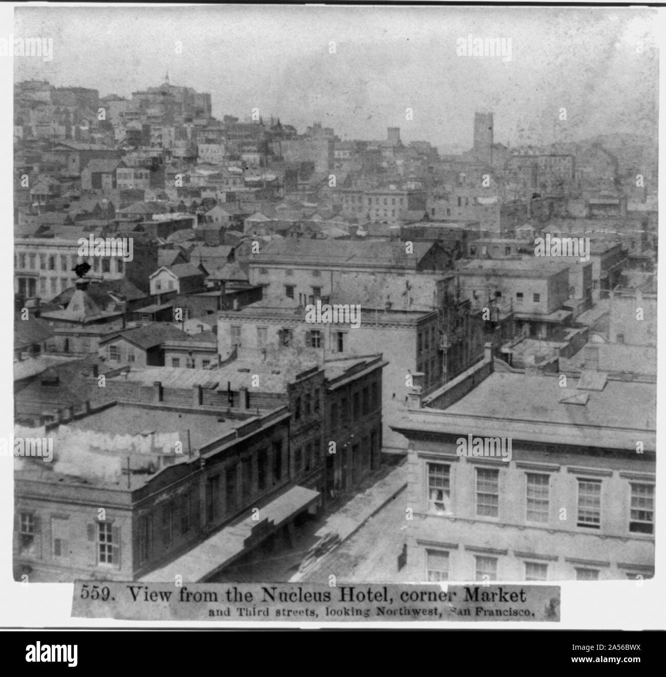 Blick vom Kern Hotel, Ecke Markt und Dritten Straßen, Nordwesten, San Francisco Stockfoto