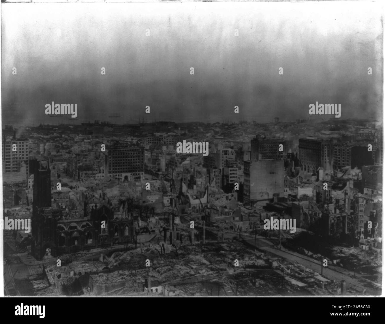 Blick vom Hügel des Fairmont Hotel, die Ruinen nach dem Erdbeben San Francisco 1906 Stockfoto