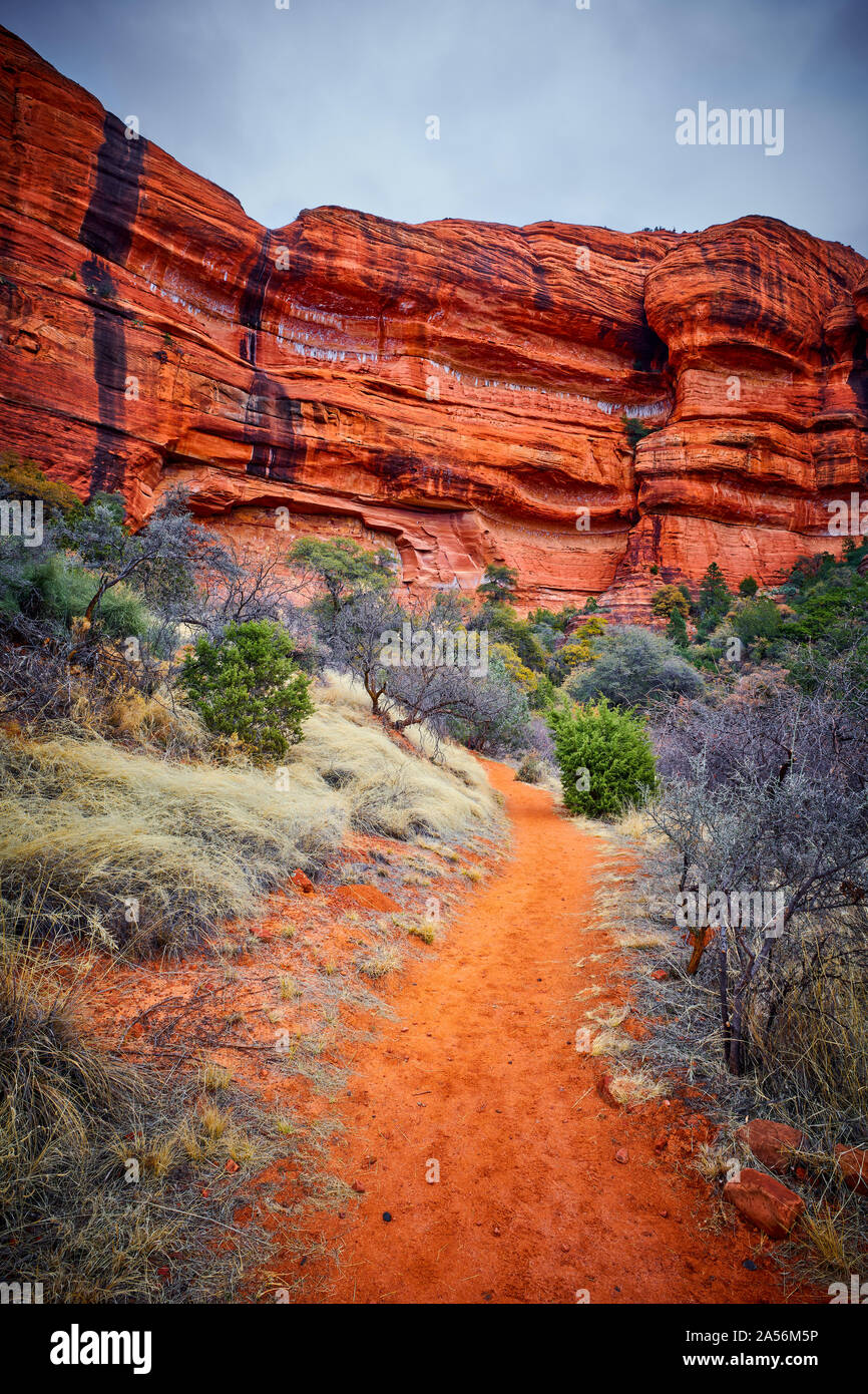 Wanderweg in Sedona, AZ. Stockfoto