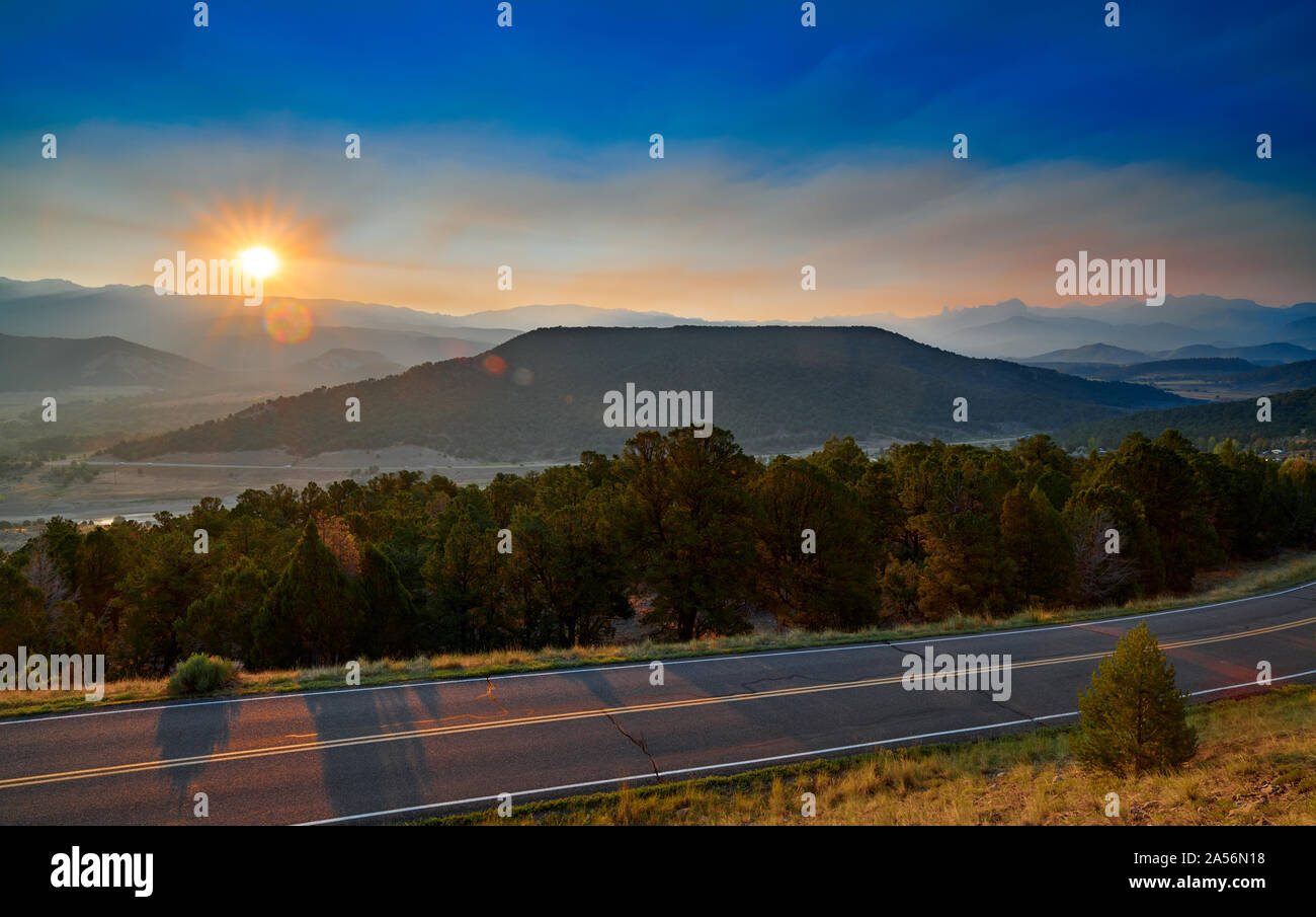 Sonnenaufgang am Ridgway State Park Colorado. Stockfoto