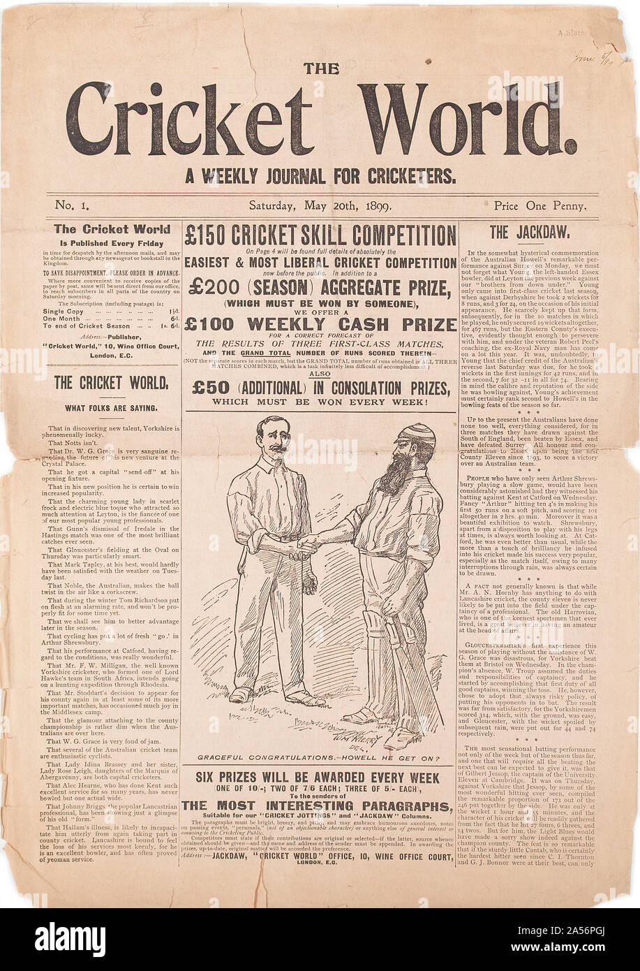 Die Cricket World, wöchentliche Zeitschrift für cricketers. 1899 Stockfoto