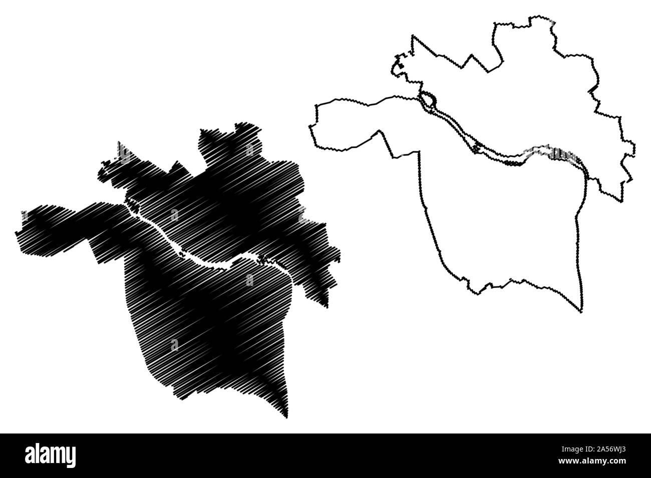 Richmond City (USA Städte, Vereinigte Staaten von Amerika, usa Stadt) Karte Vektor-illustration, kritzeln Skizze Stadt Richmond Karte Stock Vektor