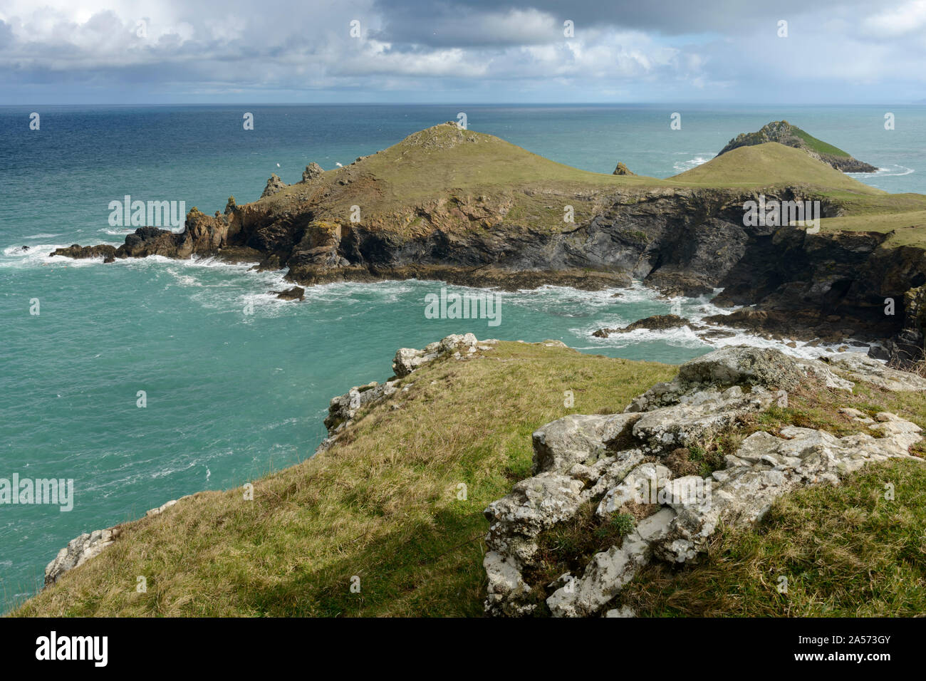 Die sterze an Pentire Kopf an der Nordküste von Cornwall. Stockfoto