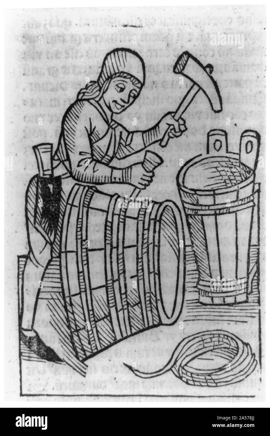 Weinbau Szenen - Mann, Wein Keltern Stockfoto