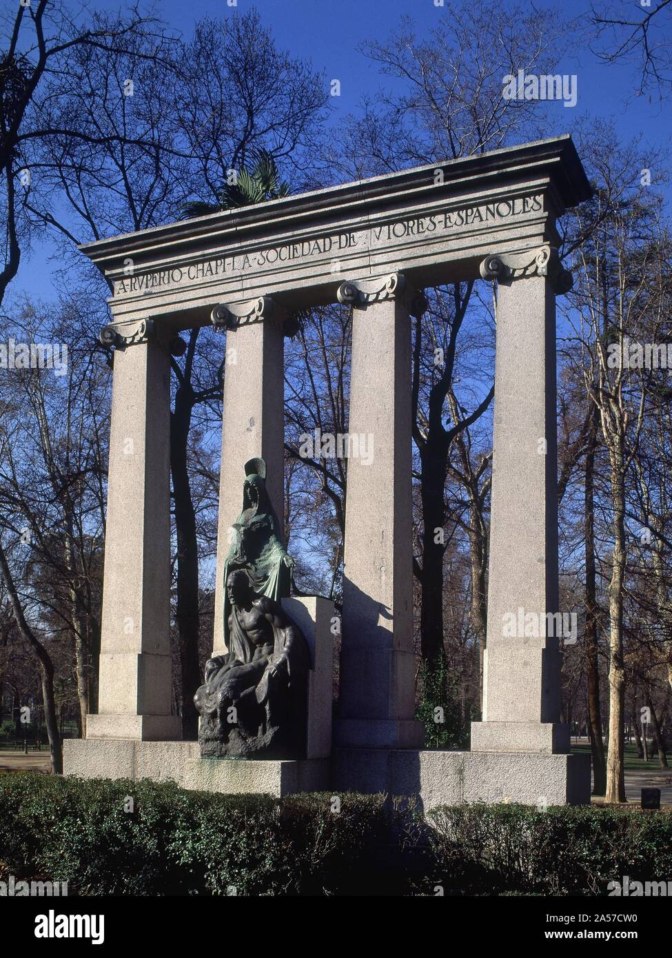 MONUMENTO A RUPERTO CHAPI. Autor: NAVARRO SANTAFE ANTONIO. Lage: RETIRO. MADRID. Spanien. Stockfoto