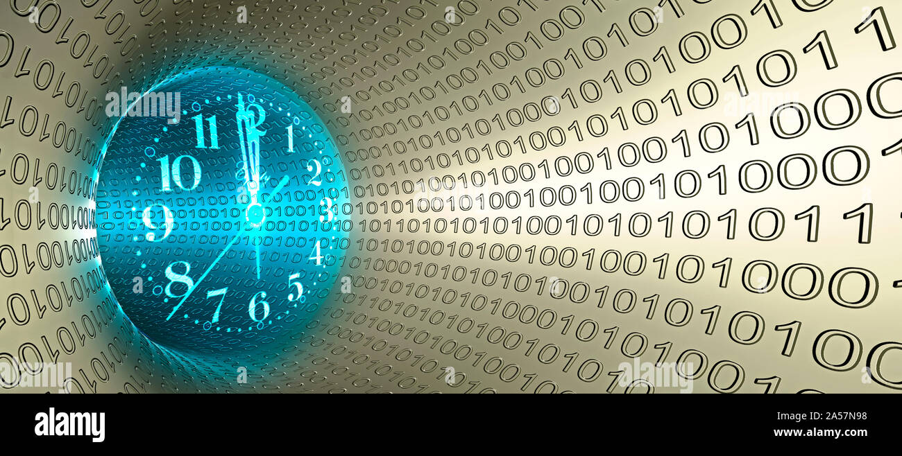 Uhr in Digital Vortex Stockfoto