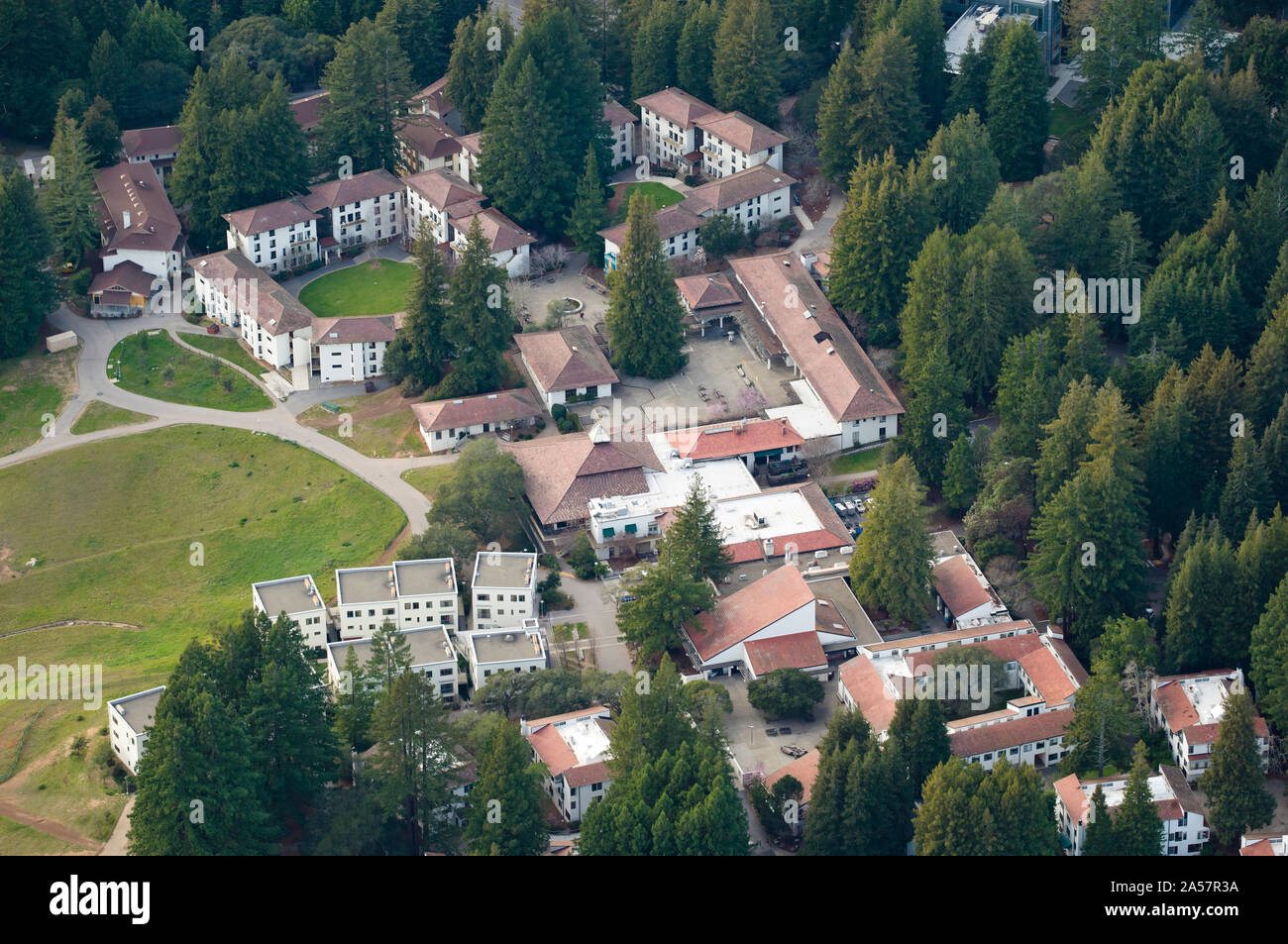 Luftaufnahme von der Universität von Kalifornien, Santa Cruz, Kalifornien, USA Stockfoto
