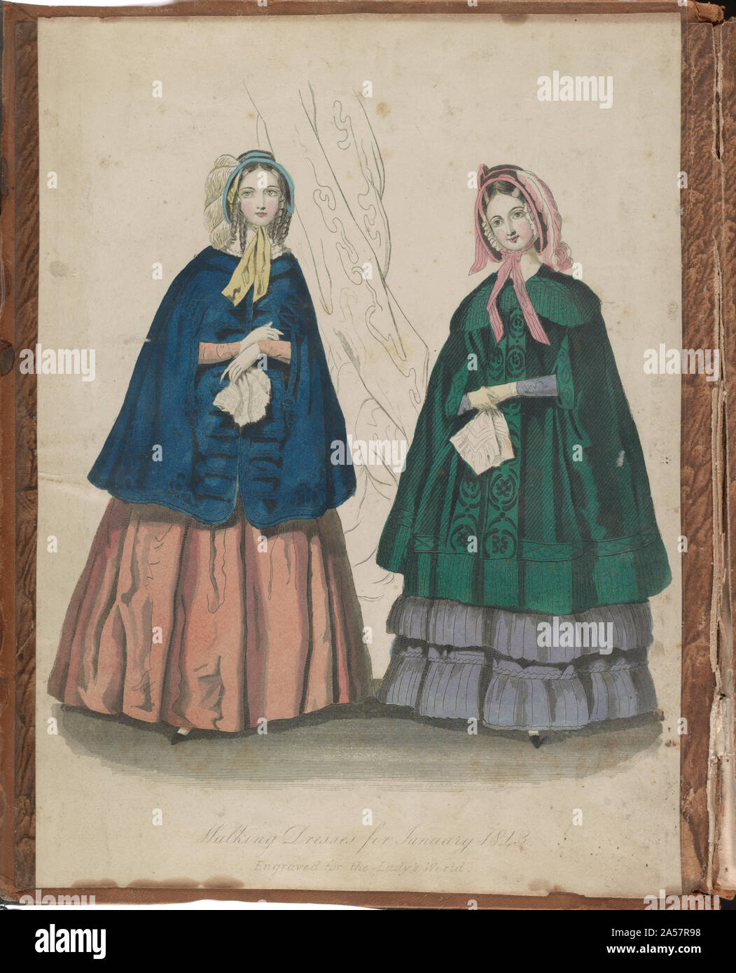 Wandern Kleider für Januar 1843 Graviert für Welt der Dame. Stockfoto