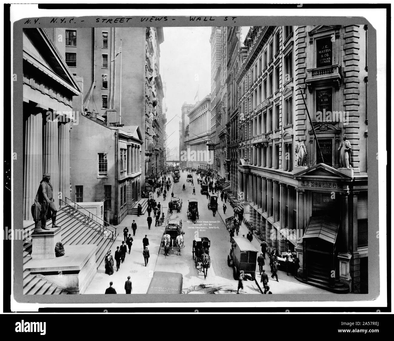 Wall St. östlich von Nassau St. Stockfoto