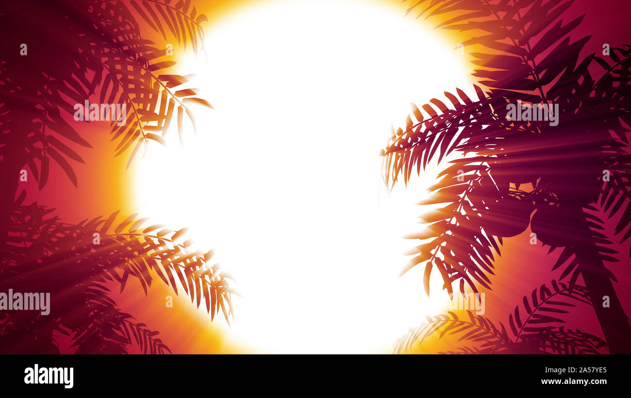 Retro-futuristischen Hintergrund mit Palmen auf dem Hintergrund der Sonne. Im Stil der 80er Computer Graphics. Der Hintergrund ist perfekt für alle thematischen presen Stockfoto