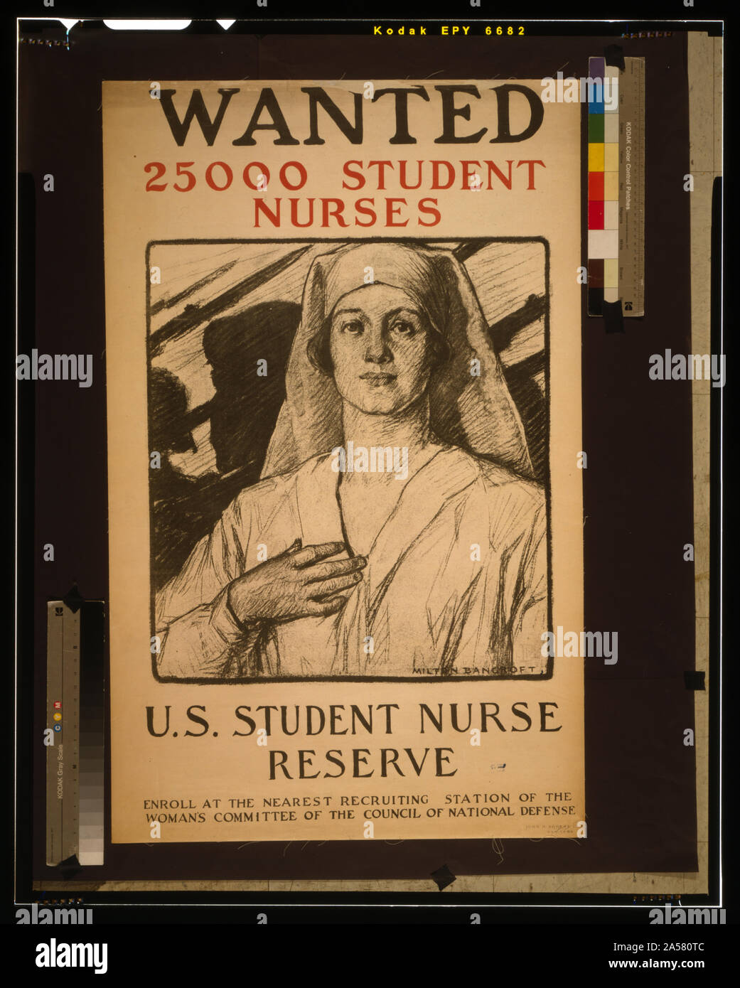 Student wollte 25.000 Krankenschwestern, US-Student Krankenschwester Finden/Milton Bancroft. Stockfoto