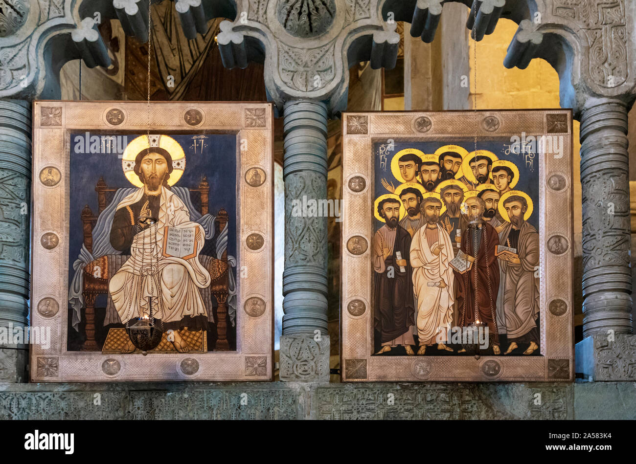 Svetitskhoveli Dom (Kathedrale des Lebendigen Säule). Ein UNESCO Weltkulturerbe. Mzcheta, Georgia. Kaukasus Stockfoto