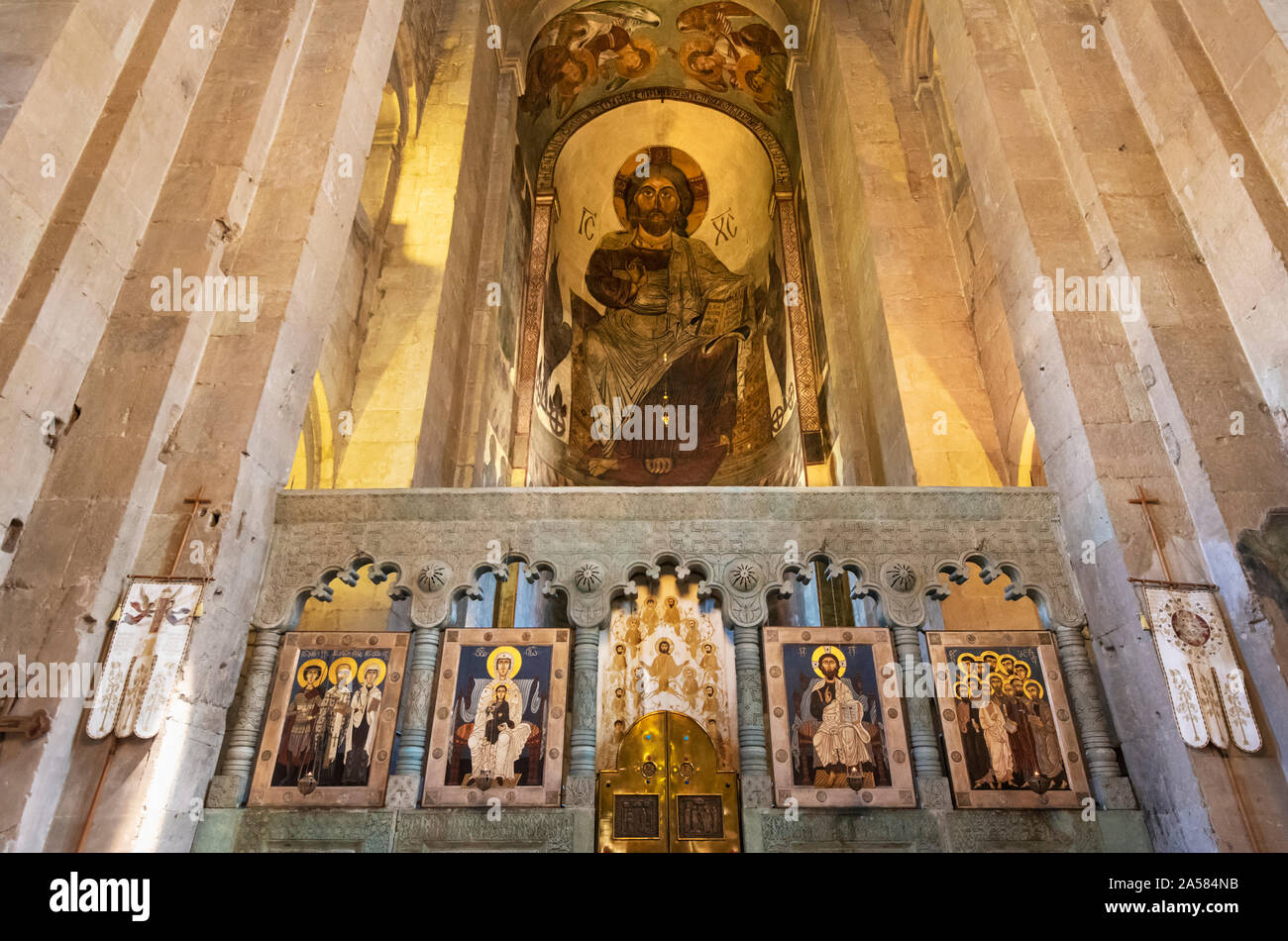 Svetitskhoveli Dom (Kathedrale des Lebendigen Säule). Ein UNESCO Weltkulturerbe. Mzcheta, Georgia. Kaukasus Stockfoto