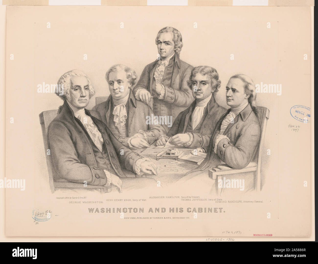 Washington und sein Kabinett Stockfoto