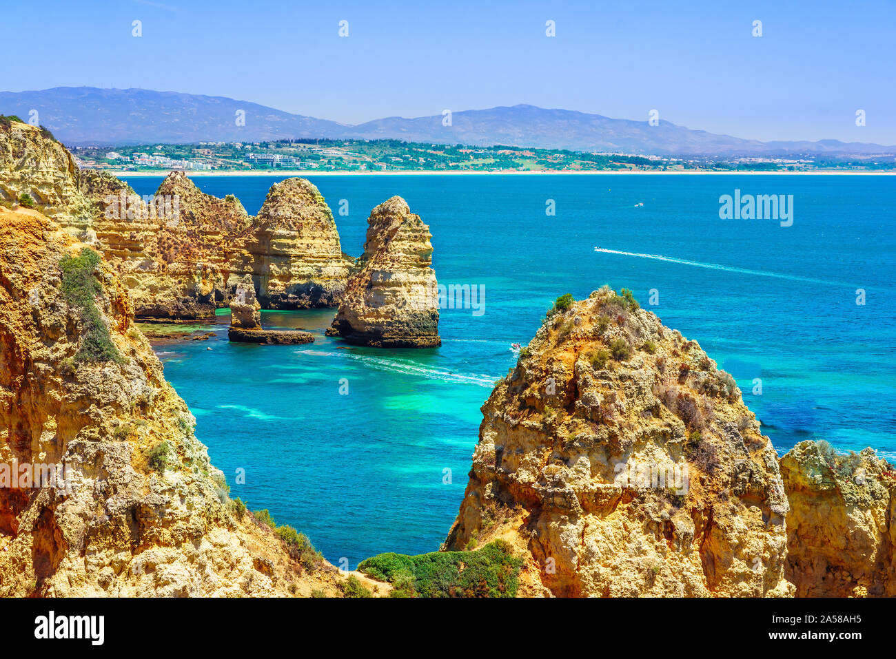 Blick auf den Felsen, Farol da Ponta da Piedade - Küste von Portugal, Algarve genannt Stockfoto