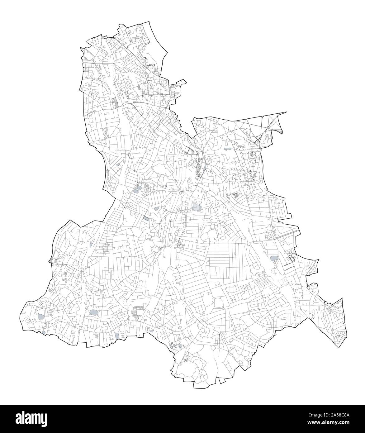 Sat-Blick auf den Londoner Stadtteilen, Karte und Straßen von Lewisham Borough. England Stock Vektor