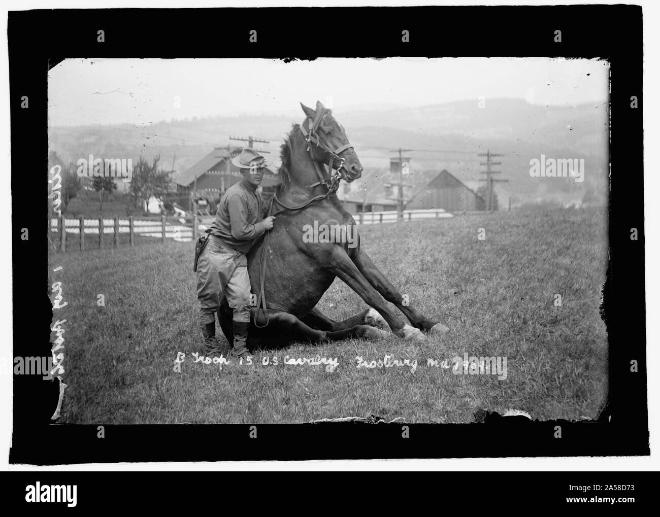 Us-Armee Pferd Stunts, B Truppe, 15 US-Kavallerie, Frostburg, Md., 1909 Stockfoto