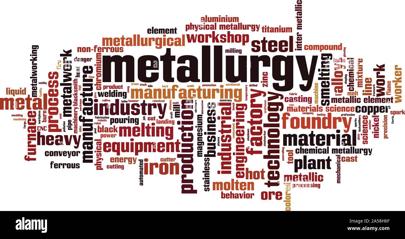 Metallurgie Wort cloud Konzept. Collage aus Worte über Metallurgie. Vector Illustration Stock Vektor