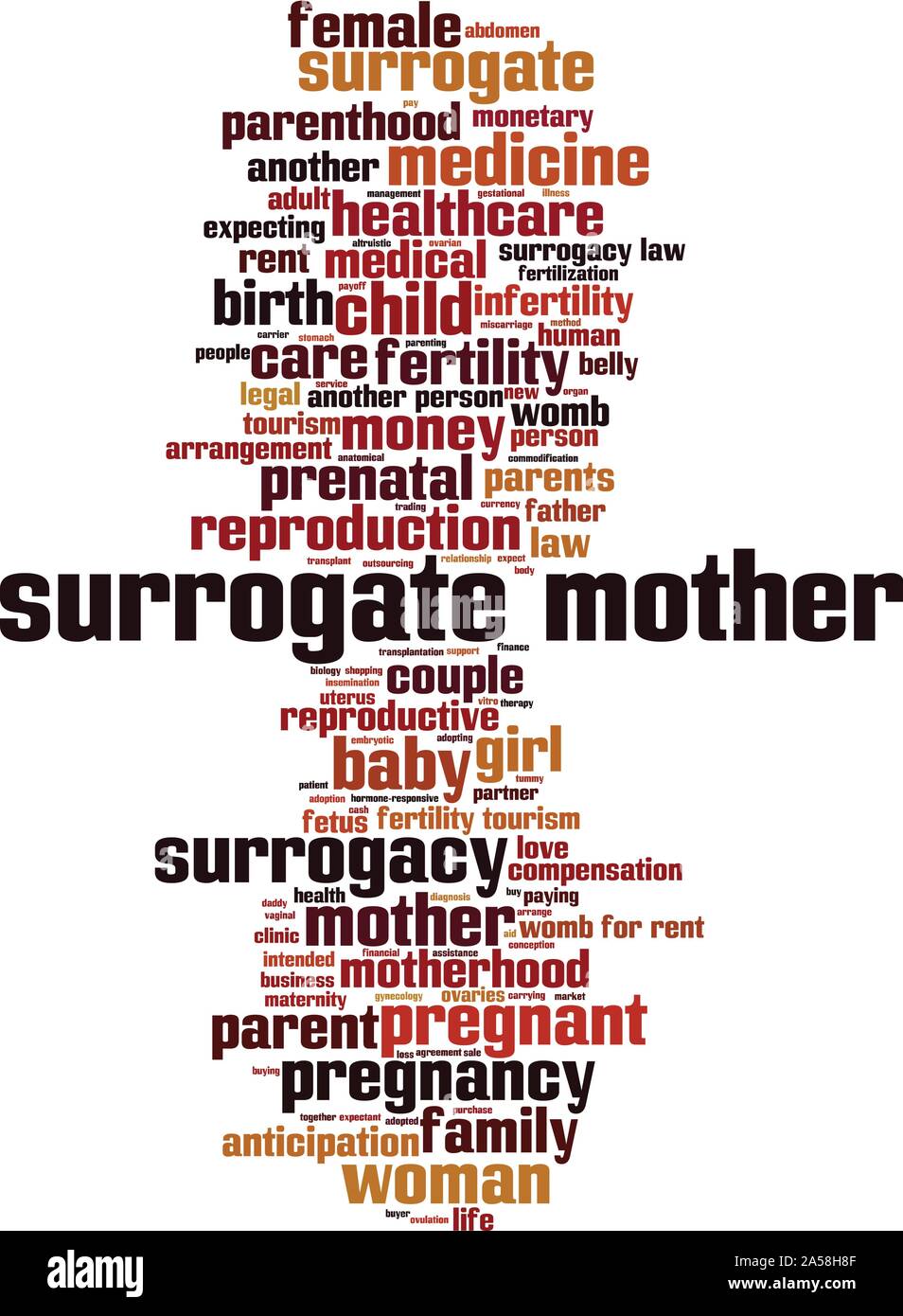 Leihmutter Wort cloud Konzept. Collage aus Worte über Leihmutter. Vector Illustration Stock Vektor