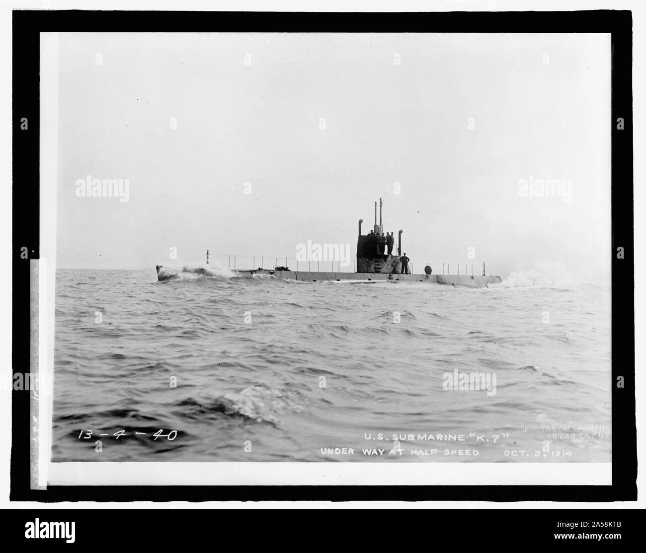 Us-U-Boot K7 bei halber Geschwindigkeit, Okt. 3, 1914 Stockfoto