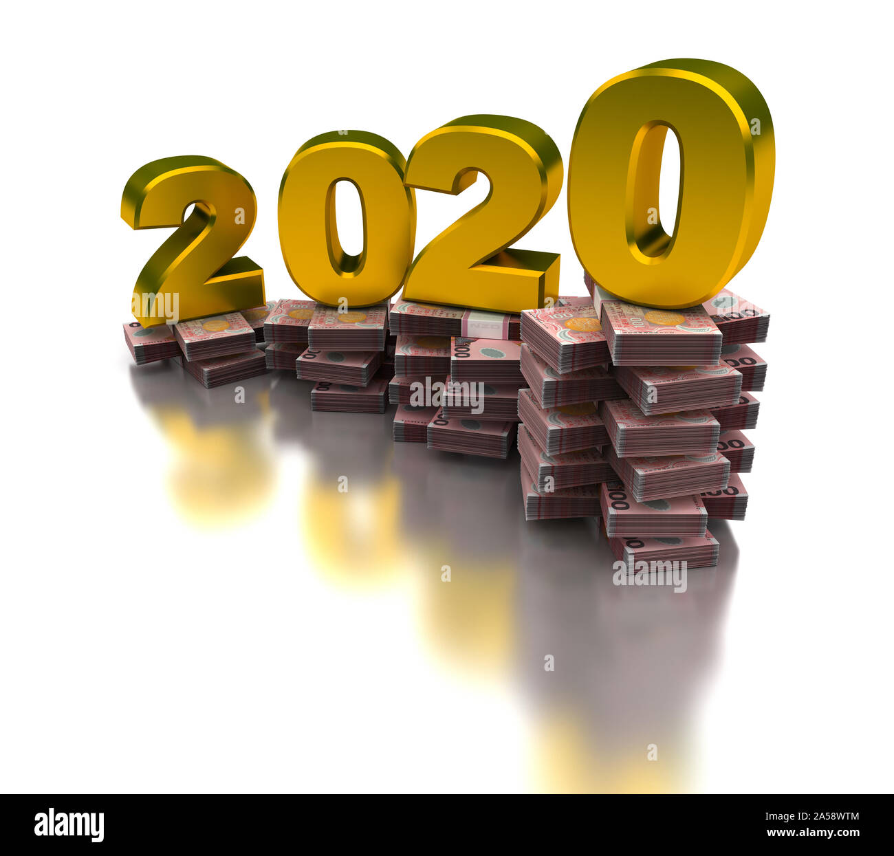 Wachsende Neuseeland Wirtschaft 2020 (auf weißem Hintergrund) Stockfoto