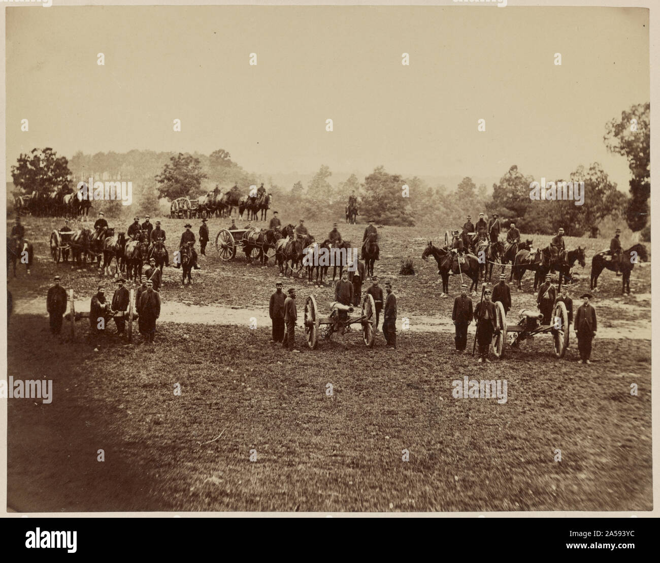 Union Field Artillery-Einheit in der Position Stockfoto