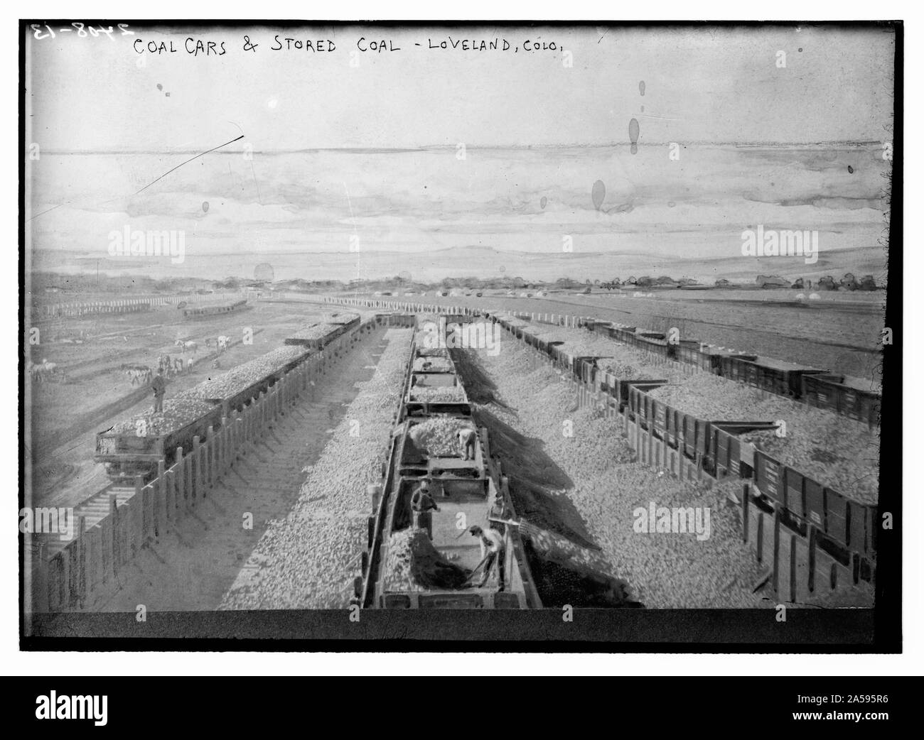Entladen der Zuckerrüben von Waggons, Loveland, Colorado Stockfoto