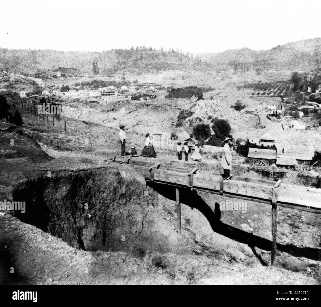 Geschichte Kaliforniens - Stadt der Vulkan und das Tal, Amador County Ca. 1866 Stockfoto
