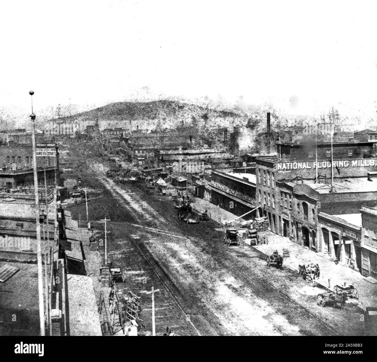 Geschichte Kaliforniens - Market Street, von Montgomery in der Nähe der Bucht, San Francisco Ca. 1866 Stockfoto