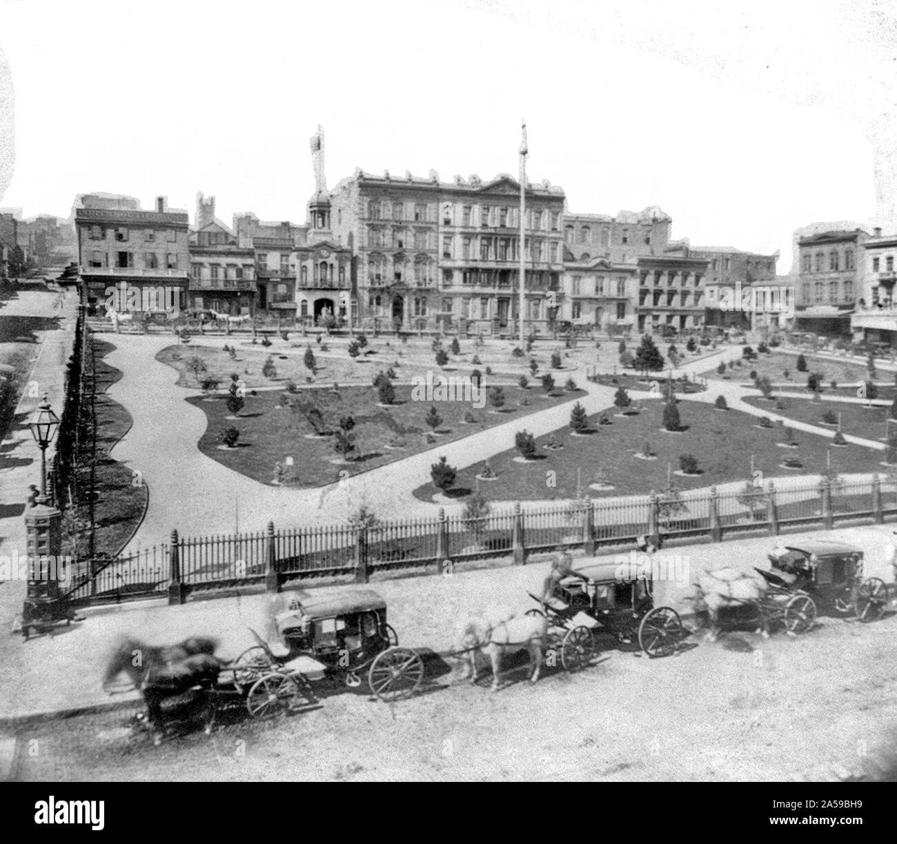 Geschichte Kaliforniens - Portsmouth Square oder Plaza, San Francisco Ca. 1866 Stockfoto