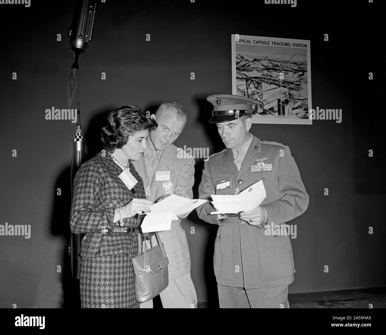 Astronauten auf 1959 Langley Inspektion Stockfoto