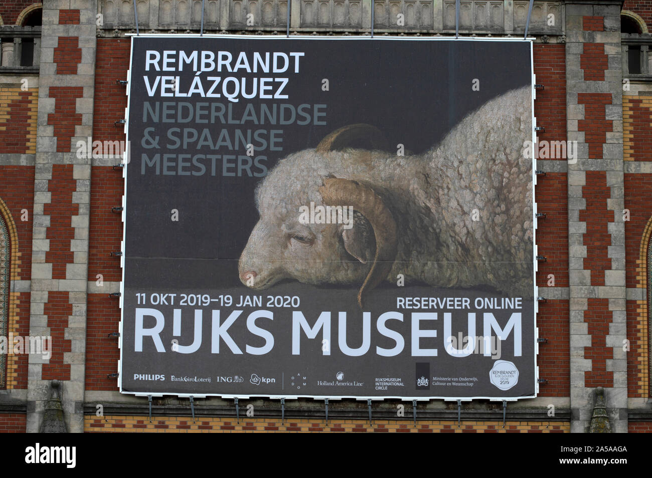 Reklametafeln Rembrandt und Goya Ausstellung Im Rijksmuseum Amsterdam Die Niederlande 2019 Stockfoto