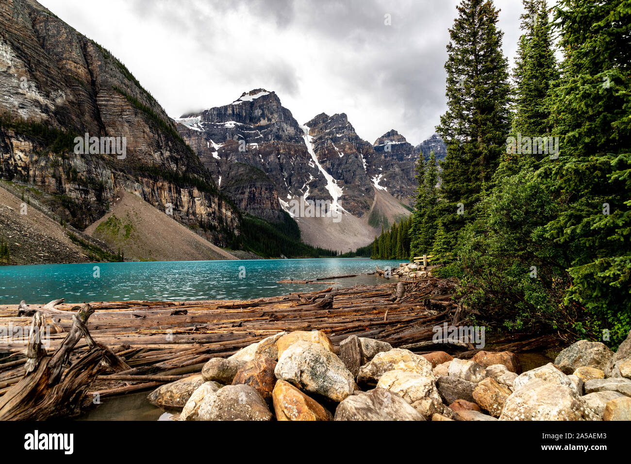 Moraine Lake in Kanada Stockfoto