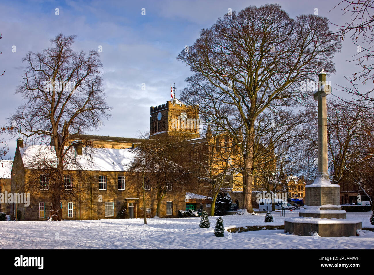 Hexham Abbey im Winter, Hexham, Northumberland, England, Vereinigtes Königreich Stockfoto
