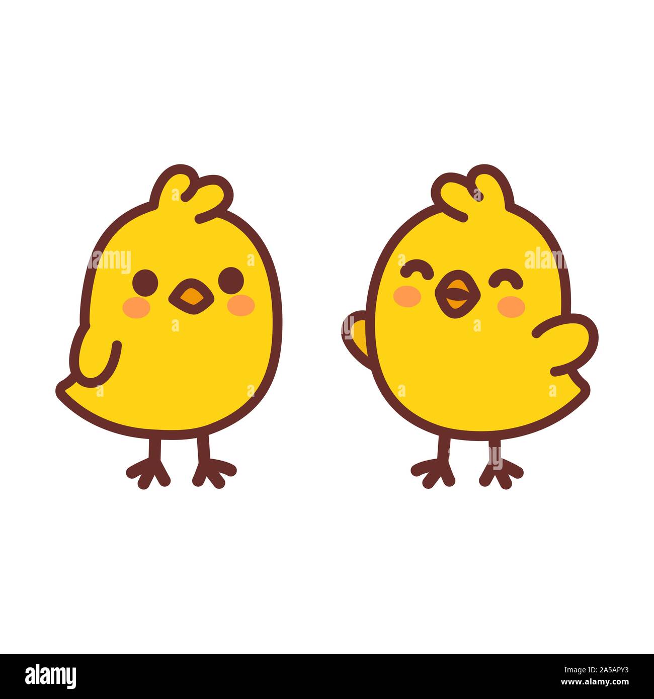 Cute Cartoon Baby Huhner Zwei Lustige Gelbe Kuken Einfach Kawaii Stil Vector Clip Art Illustration Stock Vektorgrafik Alamy