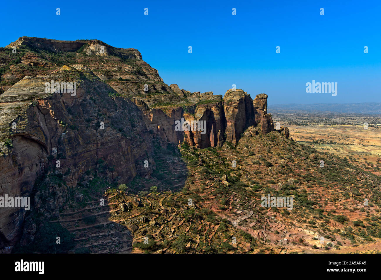 Gheralta Berge, nördlichen Teil des Ostafrikanischen Rift Valley, Hawzien, Tigray, Äthiopien Stockfoto