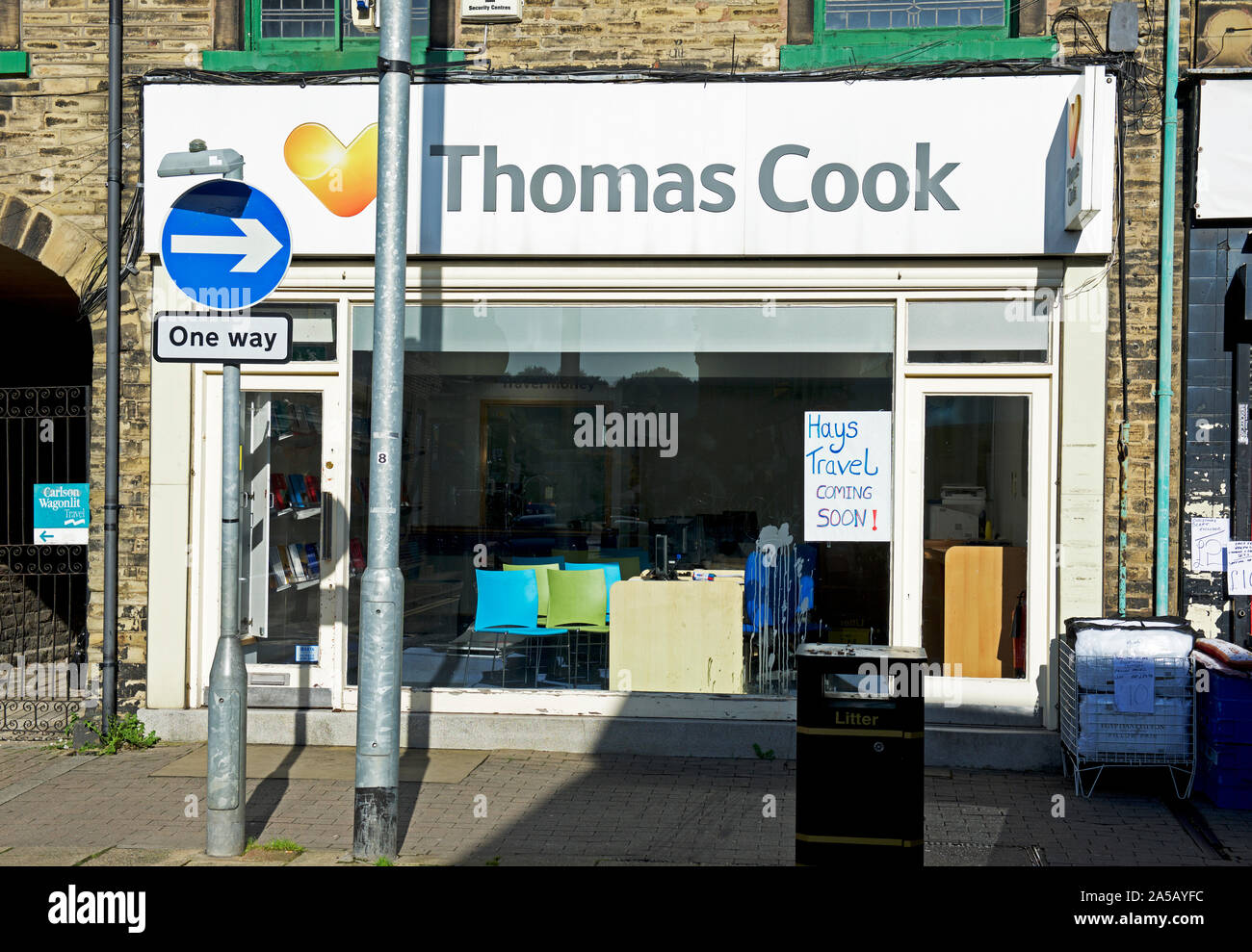 Niederlassung von Thomas Cook, Reisebüros, bald ein Absatzmarkt Hays Travel, England UK werden Stockfoto