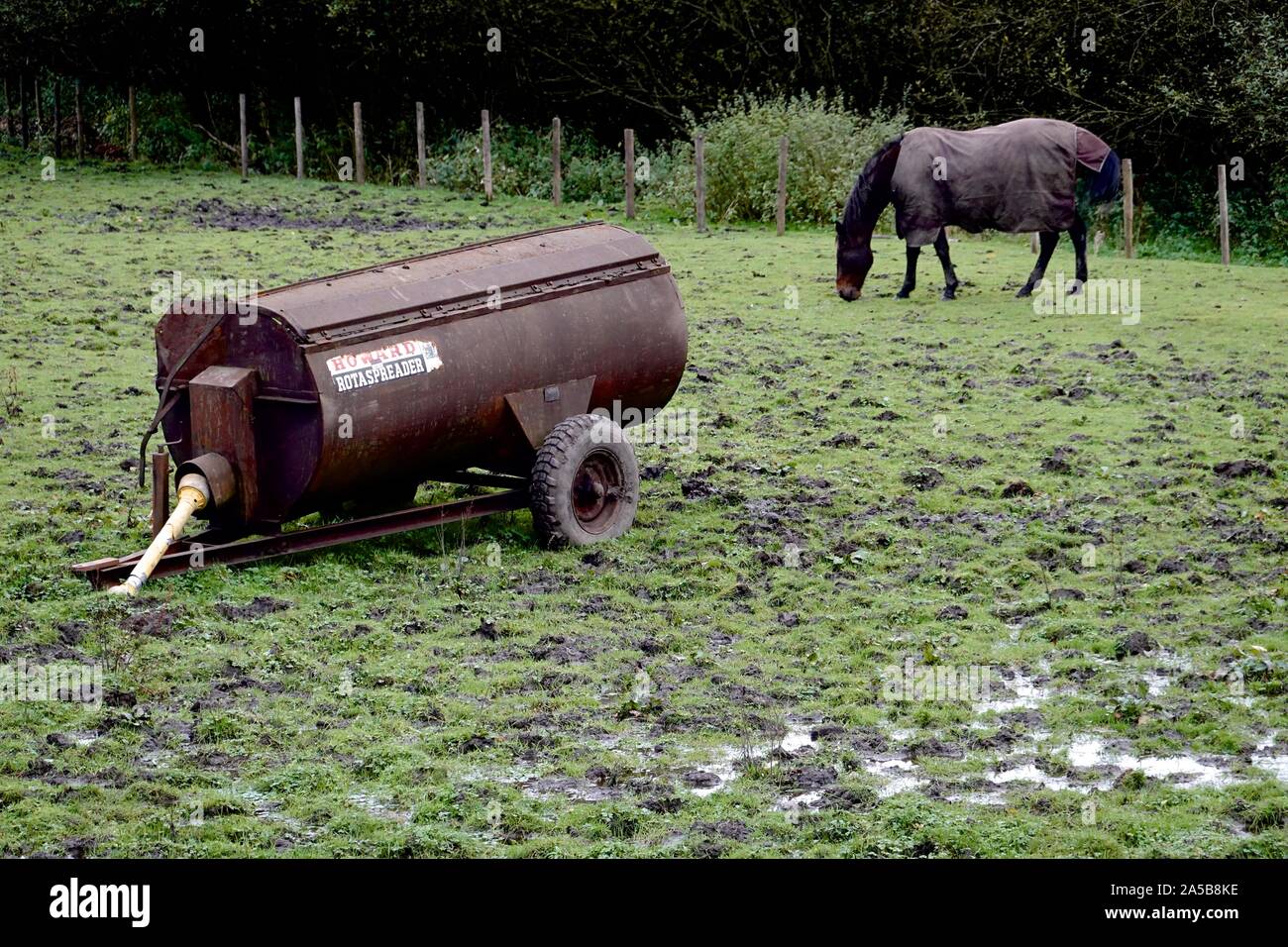 Ein schlammiges Feld in New Mills, Derbyshire Stockfoto