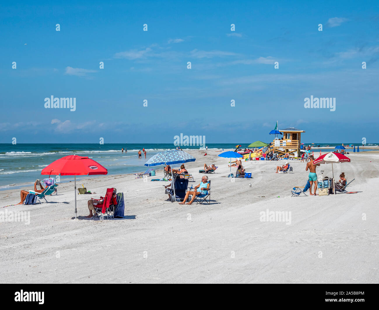 Lido Beach am Golf von Mexiko auf Lido Key in Sarasota Florida in den Vereinigten Staaten Stockfoto