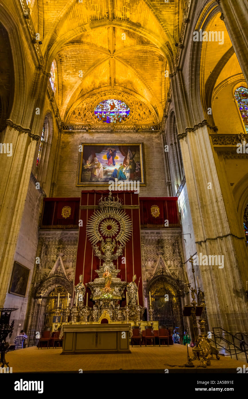 Die Kathedrale von Sevilla auch als Kathedrale Santa Maria in Sevilla Spanien bekannt Stockfoto