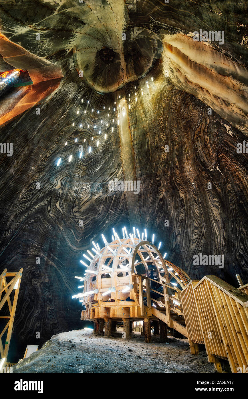 Salina Werk Turda Salzbergwerk im Zentrum von Rumänien, im Mai 2019 getroffen Stockfoto