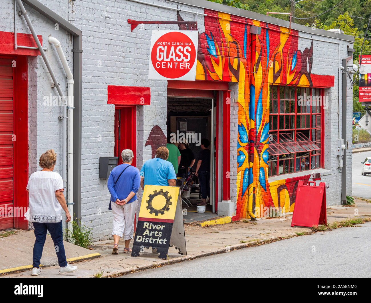 Die bunten Fluss Arts District of Asheville North Carolina in den Vereinigten Staaten Stockfoto