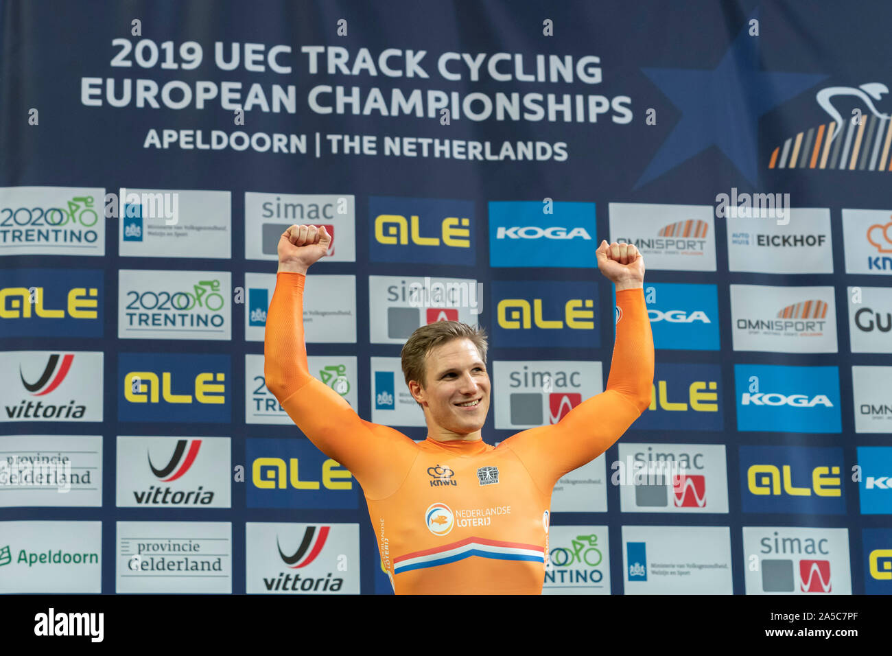 Jeffrey Hoogland (NED) beim UEC Titel Radfahren Europäische Meisterschaft am Oktober, 18 2019 in Apeldoorn, Niederlande. (Foto von SCS/Sander Chamid) Stockfoto